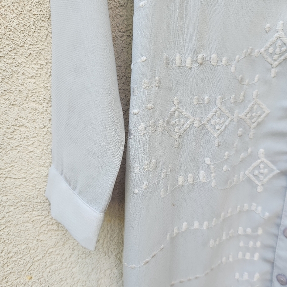 Soft Surroundings Ibiza Maxi Shirt Dress Women's Extra Small Blue Embroidered - Picture 6 of 15